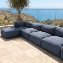 Modulare Gartenmöbel für 6 Personen bestehend aus 3 Sesseln, 2 Ecksesseln und 1 Sitzsack