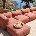 Modulare Gartenmöbel für 6 Personen bestehend aus 3 Sesseln, 2 Ecksesseln und 1 Sitzsack