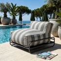Modulare Gartenmöbel, gestreift für 4 Personen mit Gestell, 3 Sesseln, 1 Pouf und Couchtisch