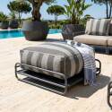 Modulare Gartenmöbel, gestreift für 4 Personen mit Gestell, 3 Sesseln, 1 Pouf und Couchtisch