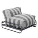 Modulare Gartenmöbel, gestreift für 4 Personen mit Gestell, 3 Sesseln, 1 Pouf und Couchtisch