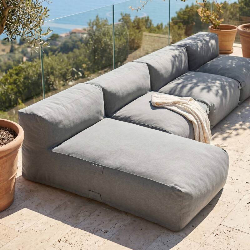Modulare Gartenmöbel für 4 Personen bestehend aus 3 Sesseln und 1 Chaiselongue (2/7)