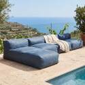 Modulare Gartenmöbel für 4 Personen bestehend aus 3 Sesseln und 1 Chaiselongue