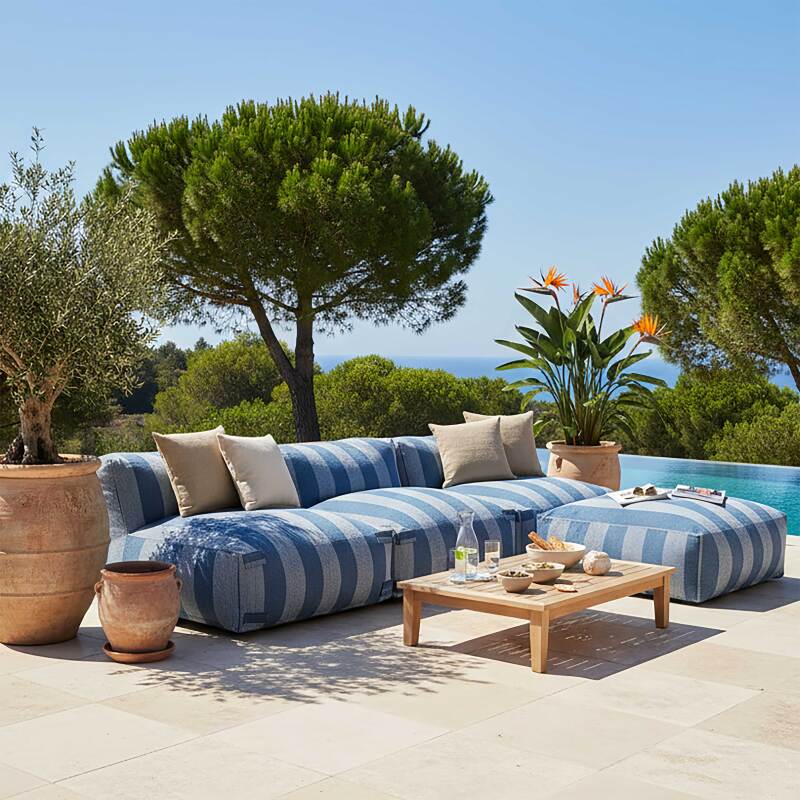 Sessel im gestreiften Design für ein modulares Outdoor-Sofa (6/7)