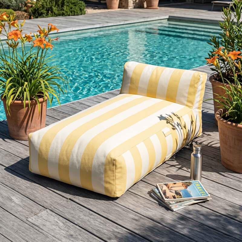 Chaiselongue im gestreiften Design für ein modulares Outdoor-Sofa