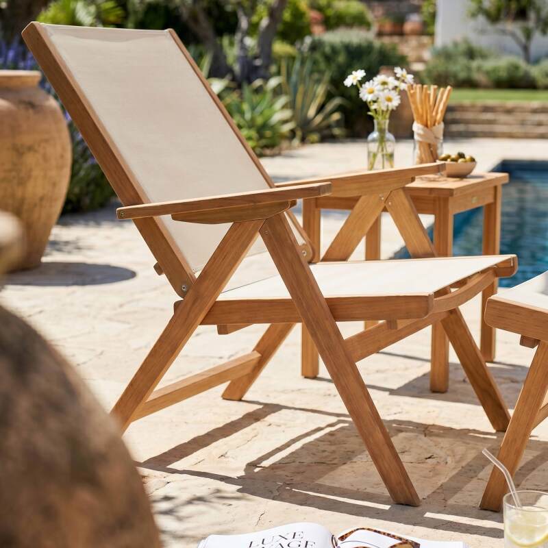 Relax Gartensessel aus Eukalyptusholz mit Fußstütze (3/9)