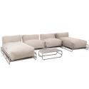 Modulare Gartenmöbel für 4 Personen mit Gestell, bestehend aus 2 Chaiselongues, 2 Sesseln und Couchtisch