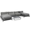 Modulare Gartenmöbel für 4 Personen mit Gestell, bestehend aus 2 Chaiselongues, 2 Sesseln und Couchtisch