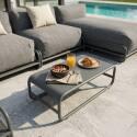 Modulare Gartenmöbel für 4 Personen mit Gestell, bestehend aus 2 Chaiselongues, 2 Sesseln und Couchtisch