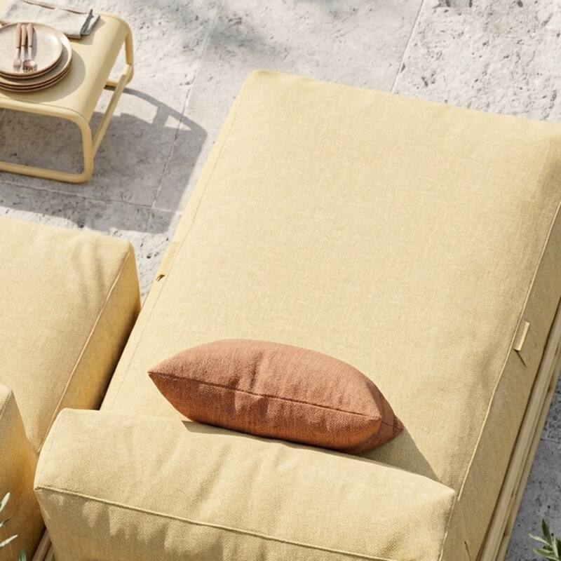 Modulare Gartenmöbel für 4 Personen mit Gestell, bestehend aus 2 Chaiselongues, 2 Sesseln und Couchtisch (3/6)