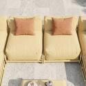 Modulare Gartenmöbel für 4 Personen mit Gestell, bestehend aus 2 Chaiselongues, 2 Sesseln und Couchtisch