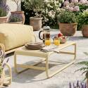 Modulare Gartenmöbel für 4 Personen mit Gestell, bestehend aus 2 Chaiselongues, 2 Sesseln und Couchtisch