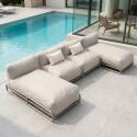 Modulare Gartenmöbel für 4 Personen mit Gestell, bestehend aus 2 Chaiselongues, 2 Sesseln und Couchtisch
