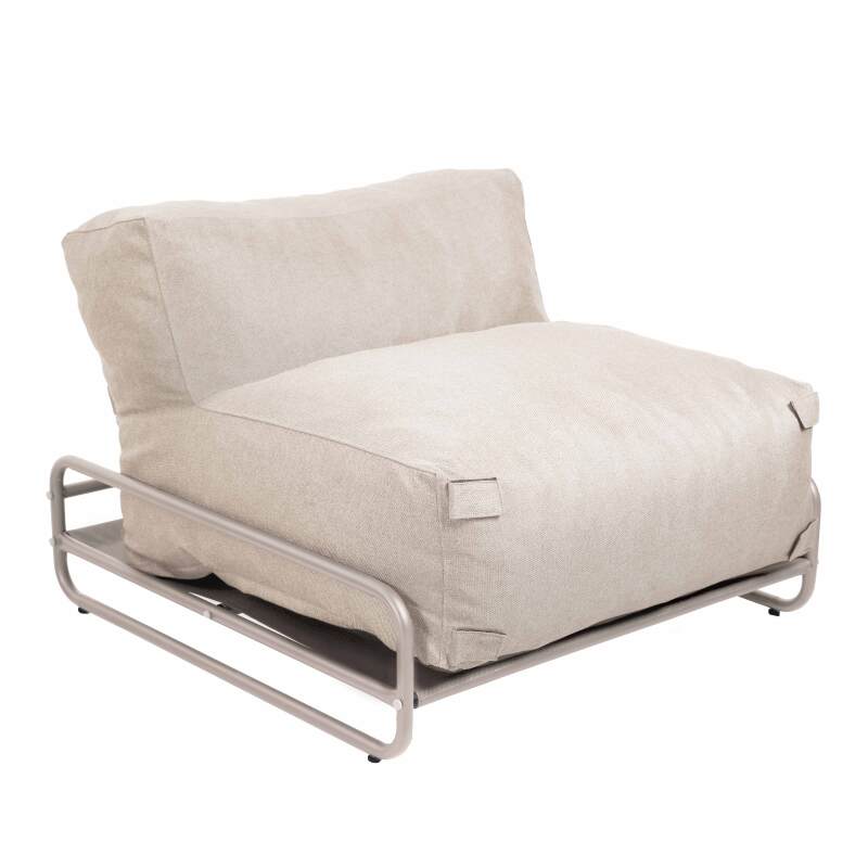 Modulare Gartenmöbel für 4 Personen mit Gestell, bestehend aus 2 Chaiselongues, 2 Sesseln und Couchtisch (5/7)