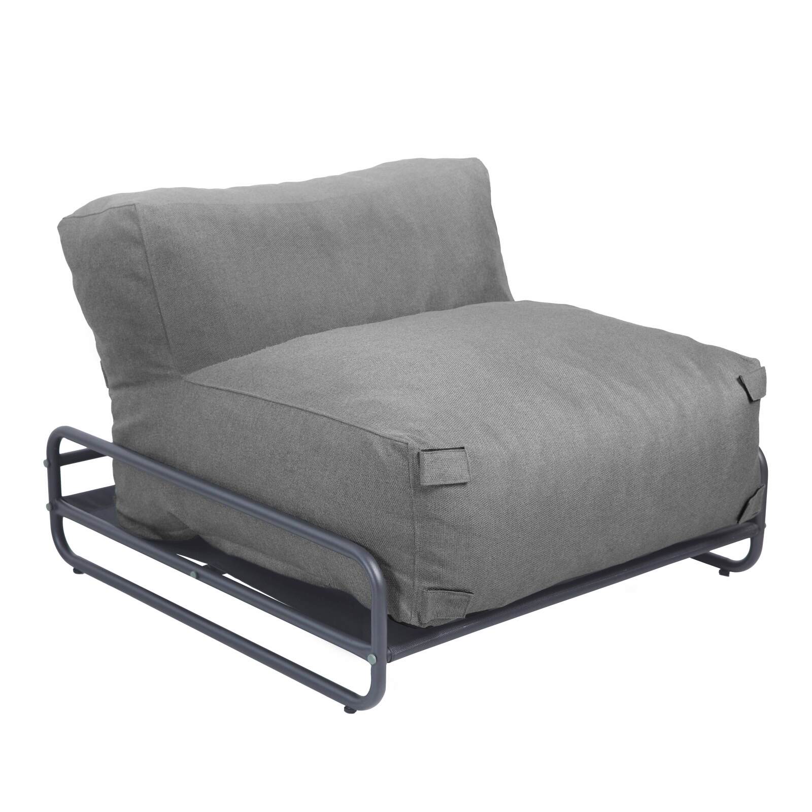 Modulare Gartenmöbel für 4 Personen mit Gestell, bestehend aus 2 Chaiselongues, 2 Sesseln und Couchtisch