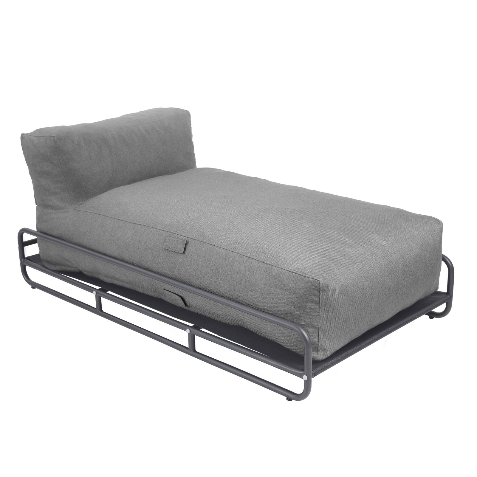 Modulare Gartenmöbel für 4 Personen mit Gestell, bestehend aus 2 Chaiselongues, 2 Sesseln und Couchtisch
