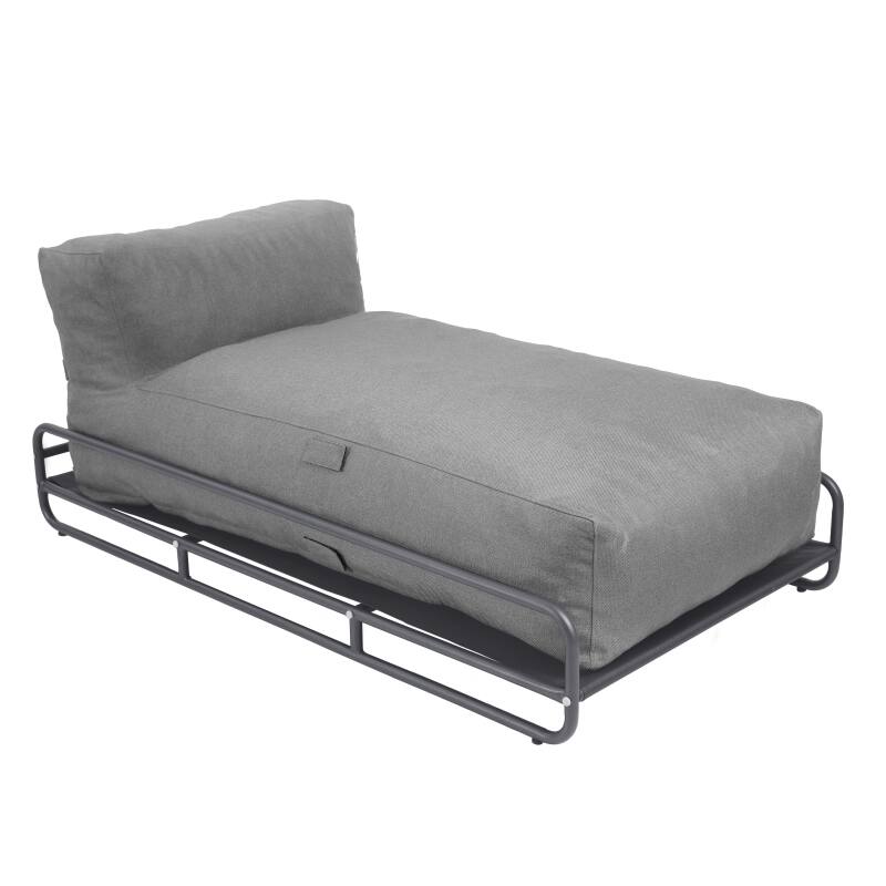 Modulare Gartenmöbel für 4 Personen mit Gestell, bestehend aus 2 Chaiselongues, 2 Sesseln und Couchtisch (6/7)