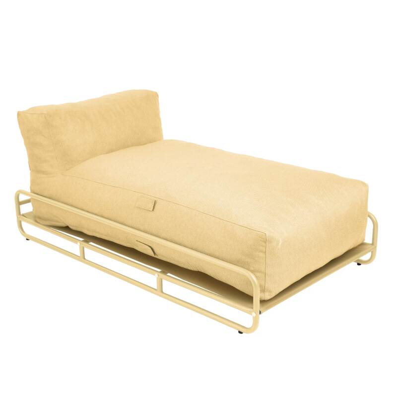 Modulare Gartenmöbel für 4 Personen mit Gestell, bestehend aus 2 Chaiselongues, 2 Sesseln und Couchtisch (5/6)