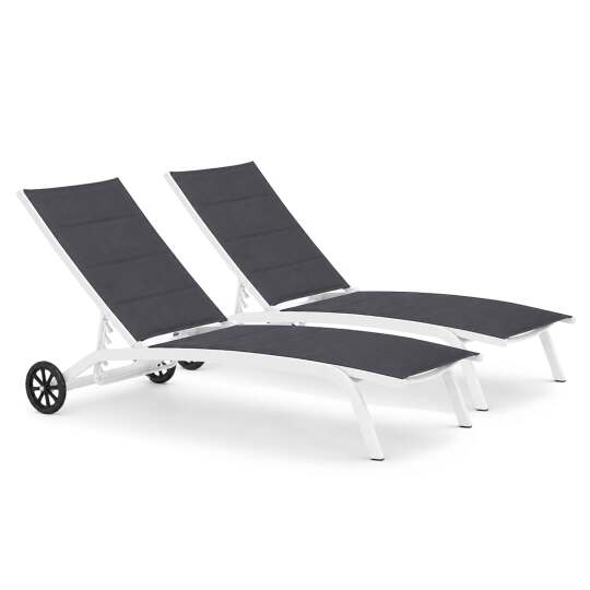 Set von 2 neigenden Aluminium-Liegestühlen mit 4 Positionen | Oviala