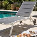Sonnenliegen aus Aluminium und Textilene 4-fach verstellbar mit Rollen - 2er-Set