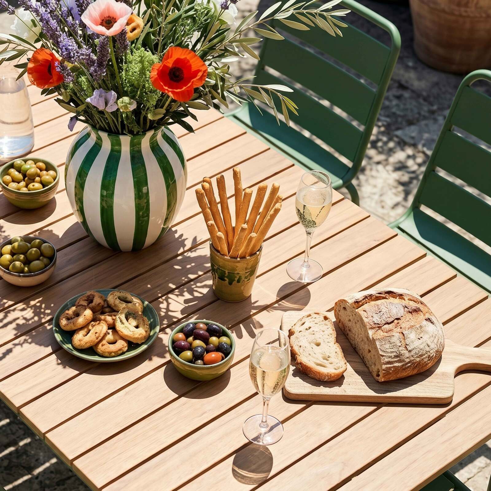 Gartentisch Holzoptik aus Metall und Polywood, 6 Personen, 160x90 cm