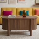Couchtisch oval, höhenverstellbar, in Holzoptik, 100x48 cm