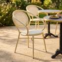 Gartenstuhl Pariser Bistro-Stil aus Aluminium und synthetischem Rattan mit Armlehnen, Fischgrätenmuster