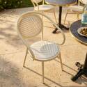 Gartenstuhl Pariser Bistro-Stil aus Aluminium und synthetischem Rattan mit Armlehnen, Fischgrätenmuster