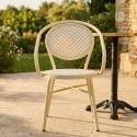 Gartenstuhl Pariser Bistro-Stil aus Aluminium und synthetischem Rattan mit Armlehnen, Fischgrätenmuster