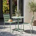 Gartentisch im Bistro-Stil, rund , neigbar, aus Metall mit Einbaufuß, Ø70 cm, und 2 Stühle