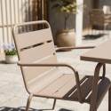 Gartentisch im Bistro-Stil, quadratisch, aus Metall, 70x70 cm, und 2 Stühle mit Armlehnen