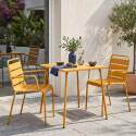 Gartentisch im Bistro-Stil, quadratisch, aus Metall, 70x70 cm, und 2 Stühle mit Armlehnen