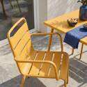 Gartentisch im Bistro-Stil, quadratisch, aus Metall, 70x70 cm, und 2 Stühle mit Armlehnen