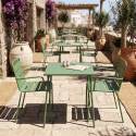 Gartentisch im Bistro-Stil, quadratisch, aus Metall, 70x70 cm, und 2 Stühle mit Armlehnen