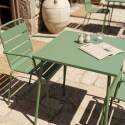 Gartentisch im Bistro-Stil, quadratisch, aus Metall, 70x70 cm, und 2 Stühle mit Armlehnen