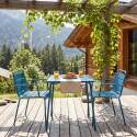 Gartentisch im Bistro-Stil, quadratisch, aus Metall, 70x70 cm, und 2 Stühle mit Armlehnen