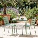 Gartentisch im Bistro-Stil, quadratisch, aus Metall, 70x70 cm, und 2 Stühle
