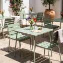 Gartentisch im Bistro-Stil, quadratisch, aus Metall, 70x70 cm, und 2 Stühle