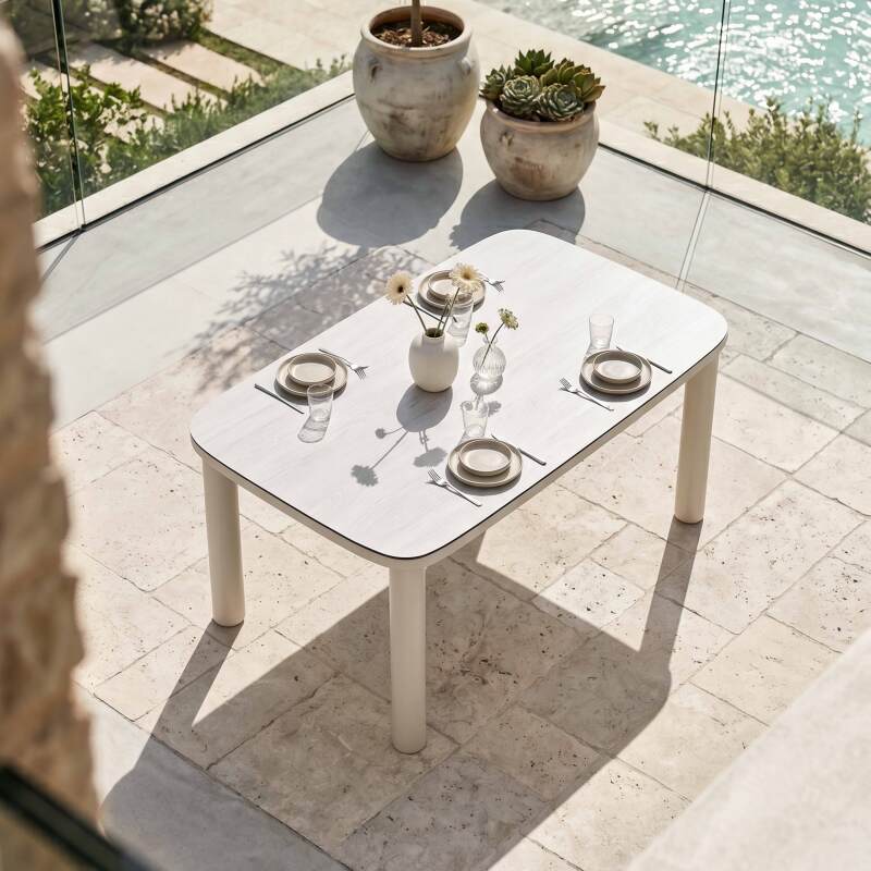 Gartentisch Aluminiumgestell, 6 Personen, 150x90 cm, und 6 Stühle aus Textilene (2/6)