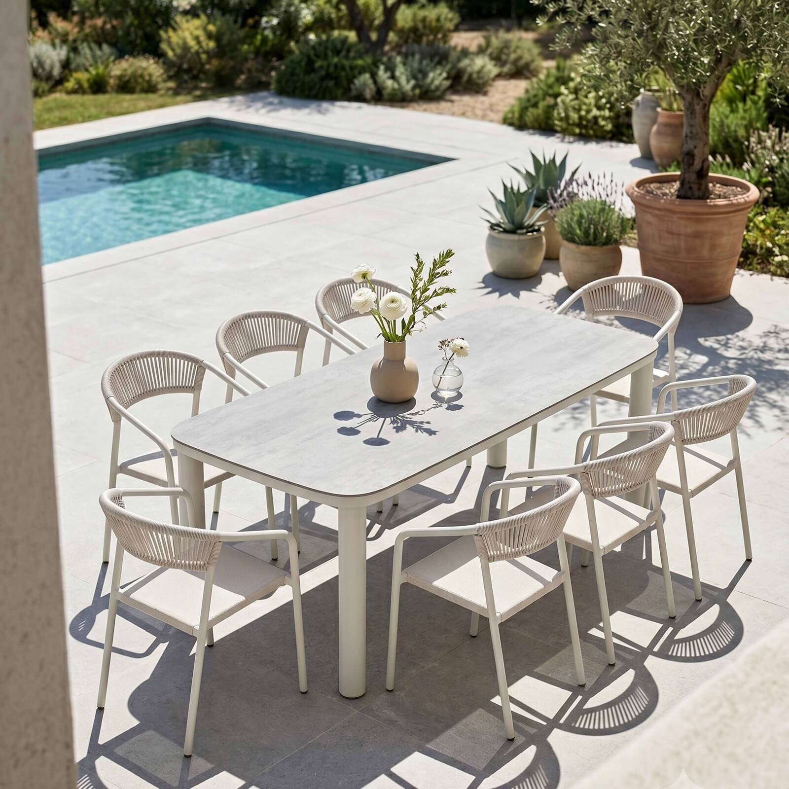 Gartentisch Aluminiumgestell, 8 Personen, 213x90 cm