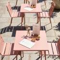 Gartentisch im Bistro-Stil, quadratisch, aus Metall, 70x70 cm, und 2 Stühle