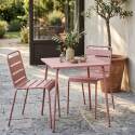 Gartentisch im Bistro-Stil, quadratisch, aus Metall, 70x70 cm, und 2 Stühle