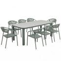 Gartentisch Aluminiumgestell, 8 Personen, 213x90 cm, und 8 Stühle aus Textilene