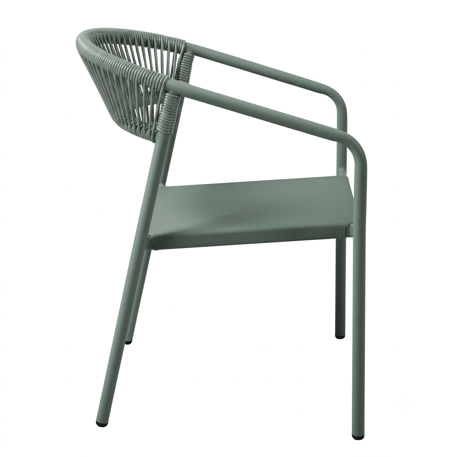 Gartenstuhl aus Aluminium und synthetischem Rattan mit Armlehnen