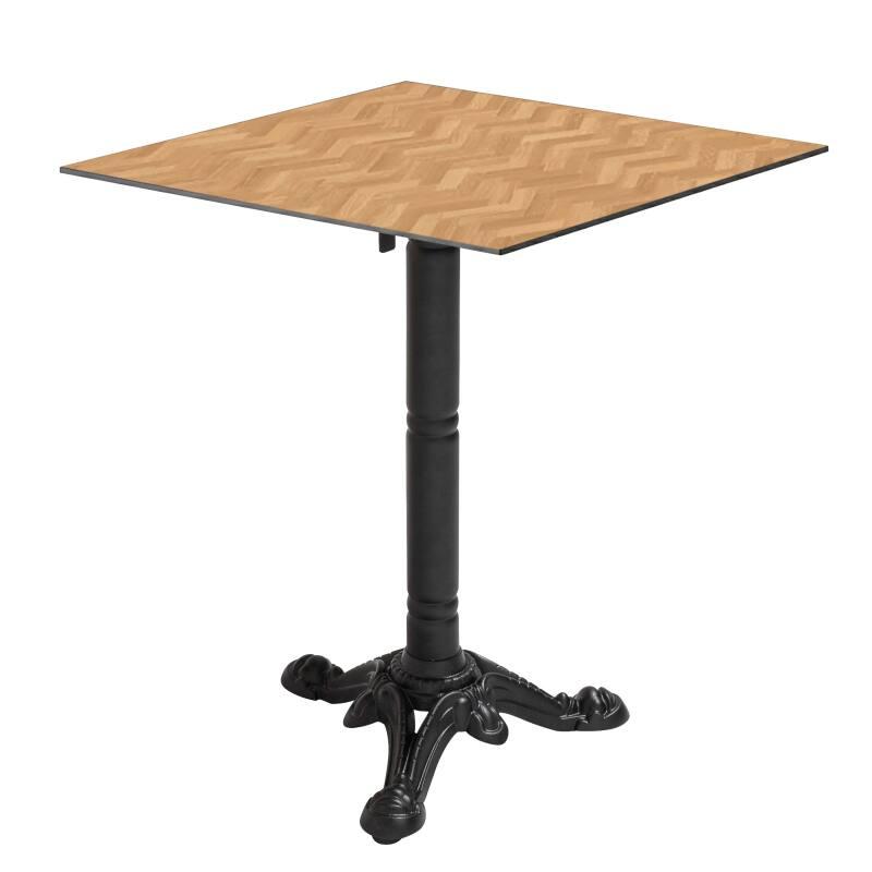 Gartentisch Bistro-Stil Quadratisch aus Metall und Aluminium schwarz, 4 Personen, 60x60 cm