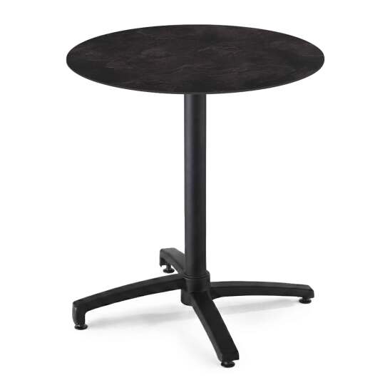 Gartentisch Bistro-Stil Runde aus Aluminium schwarz und HPL, 4 Personen, Ø70 cm | Oviala