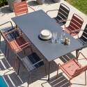 Gartentisch aus Metall, 180x90 cm, und 8 Stühle nicht übereinstimmend, mit Armlehnen