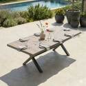 Ausziehbarer Gartentisch aus Aluminium und Keramik in Holzoptik 8 bis 12 Personen 200/260x100 cm