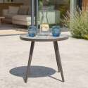 Garten Couchtisch Runde aus Keramik und pulverbeschichtetem Metall mit PALM-Muster Ø45x35 cm