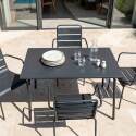 Gartentisch aus Metall, 120x70 cm, und 4 Stühle mit Armlehnen